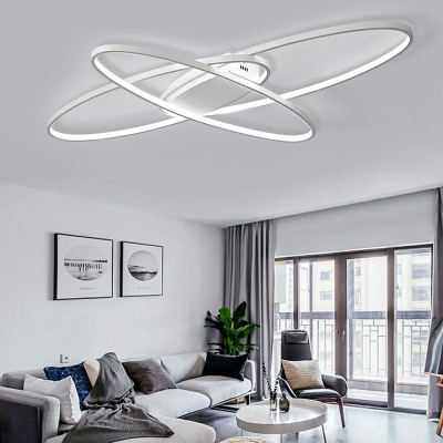 Oval Shape LED Ceiling Lamp Minimalist Aluminum Flush Light for Living Room