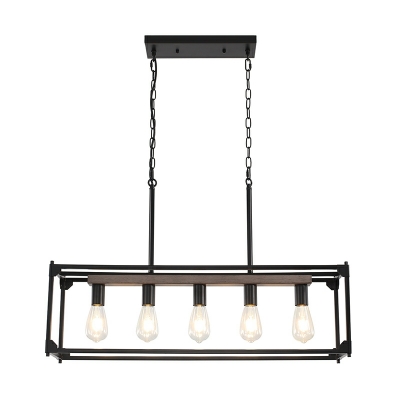 Vintage Style 5 Lights Cage Chandelier Pendant Metallic Hanging Light Fixture for Restaurant
