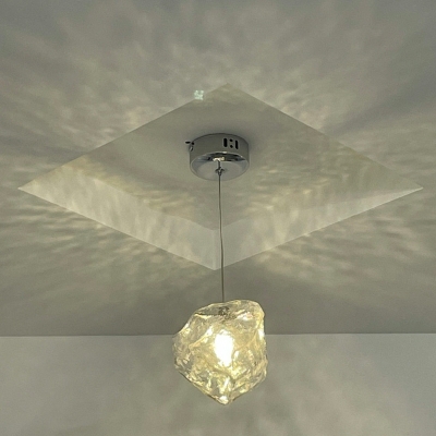 1-Light Ceiling Pendant Light Modern Style Geometric Shape Glass Hanging Lamp Kit