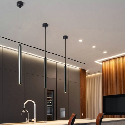 1-Light Ceiling Pendant Light Modern Style Tube Shape Metal Hanging Lamp Kit