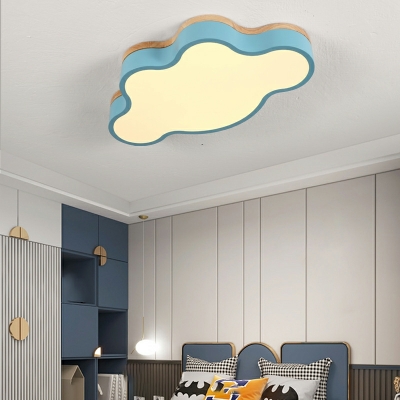 1-Light Flush Light Fixtures Modernist Style Cloud Shape Metal Ceiling Mounted Lights