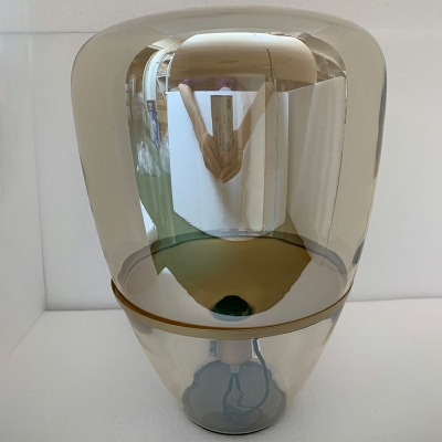 1-Light Table Lamp Minimalism Style Geometric Shape Glass Nightstand Lamps