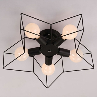 5-Light Flush Light Fixtures Modernist Style Star Shape Metal Ceiling Mounted Lights