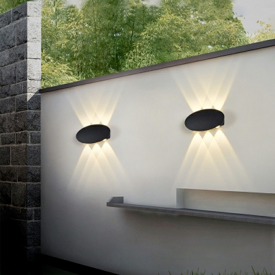 Black Wall Mounted Light Fixture Oval Shape LED Sconce Light Fixture