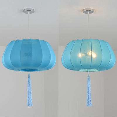 Chinese Retro Fabric Chandelier Creative Blue Antique Lantern Chandelier