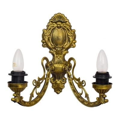 Classical Baroque Copper Finish Bathroom Lighting Two Birds Shades Wall Sconce