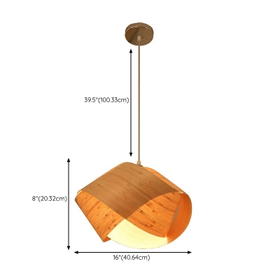 E27 Bulb Pendant Lighting Fixture 1-Head Wooden Suspension Pendant Light