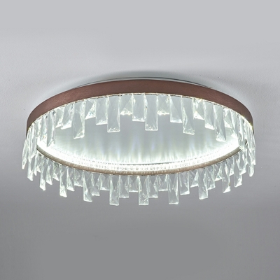 Modern Round Flush Mount Lights Crystal Ceiling Lamp for Living Room