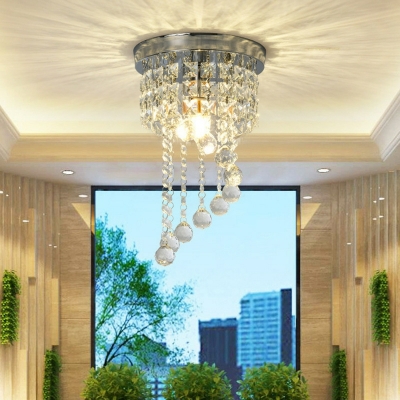 Modern Swirling Crystal Beads Flush Mount Lights Hanging Bold and Elegant Chandelier