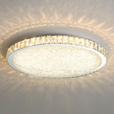 Round Flush Mount Ceiling Light Modern Style Crystal Flush Light for Living Room