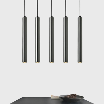 1-Light Ceiling Pendant Light Modern Style Tube Shape Metal Hanging Lamp Kit