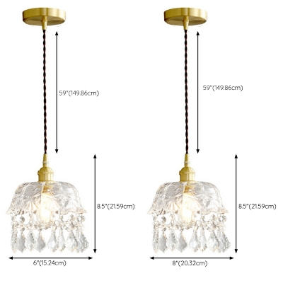 1-Light Hanging Ceiling Lights Contemporary Style Cone Shape Glass Pendant Lighting