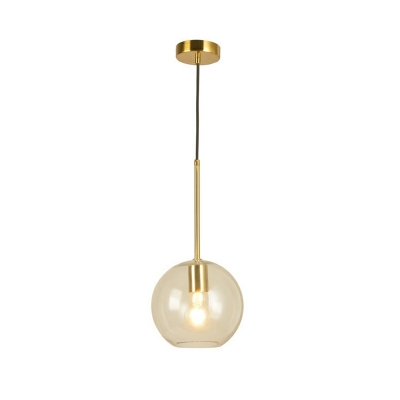 1-Light Hanging Ceiling Lights Modern Style Globe Shape Metal Pendant Lighting