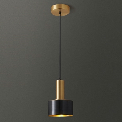 1-Light Pendant Lighting Minimalism Style Cylinder Shape Metal Hanging Ceiling Light