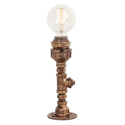 1-Light Table Lights Industrial Style Water Pipe Shape Metal Nightstand Lamps