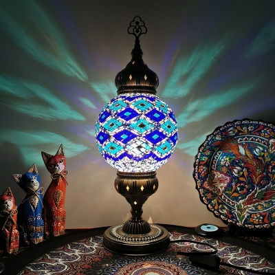 1-Light Table Lights Traditional Style Globe Shape Glass Nightstand Lamps
