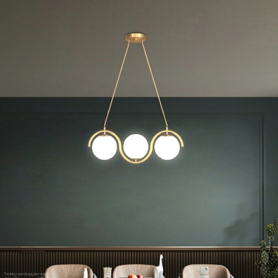 3-Light Pendant Lighting Industrial Style Globe Shape Metal Hanging Ceiling Light