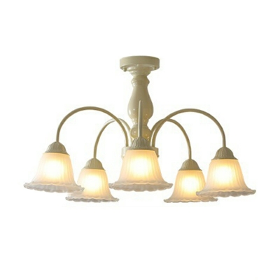 3-Light Semi Flush Light Fixtures Minimalism Style Bell Shape Metal Ceiling Mounted Lights