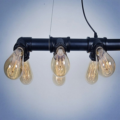 5-Light Pendant Lighting Industrial Style Water Pipe Shape Metal Island Ceiling Light