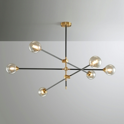 6-Light Chandelier Lights Modernist Style Globe Shape Metal Hanging Ceiling Light