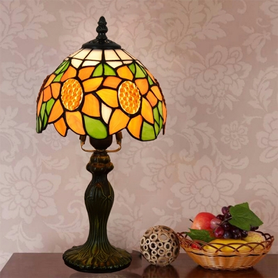 American Pastoral Metal Table Lamp Tiffany Stained Glass Sunflower Table Lamp