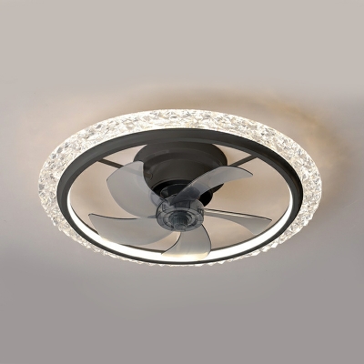 Contemporary Flush Mount Ceiling Fan LED Fan Lighting for Dining Room