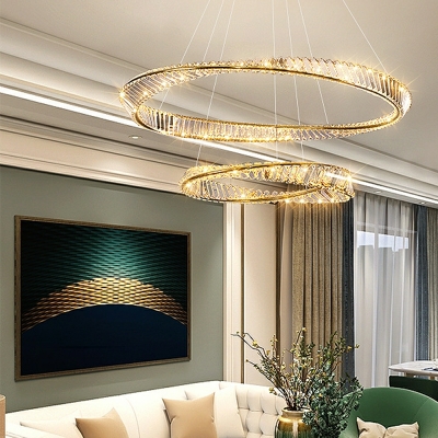 Italian Light Luxury Crystal Chandelier Minimalist Ring Chandelier for Living Room