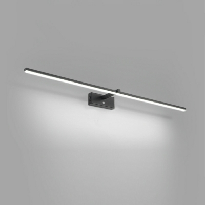 Slim Linear Wall Sconce Simple Metal Bathroom LED Vanity Lighting Fixture in Black