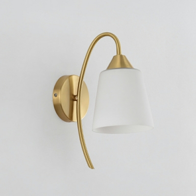 White Glass Shade Wall Sconce Lighting 1-Bulb Wall Mounted Light in Gold