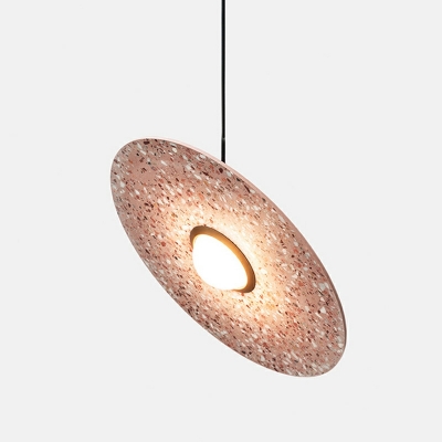 1 Light Hanging Light Modern Saucer Shape Stone Pendant Light in Warm Light