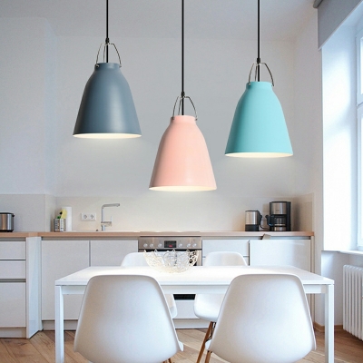 1-Light Pendant Light Fixtures Contemporary Style Bell Shape Metal Hanging Lamp Kit