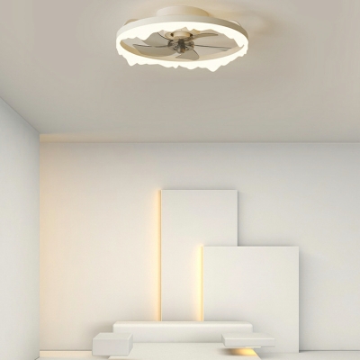 1-Light Semi Flush Light Fixtures Contemporary Style Ring Shape Metal Ceiling Mounted Lights