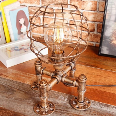 1-Light Table Lights Industrial Style Cgae Shape Metal Nightstand Lamps