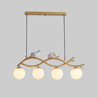 4-Light Pendant Lighting Fixtures Industrail Style Globe Shape Metal Hanging Island Lights