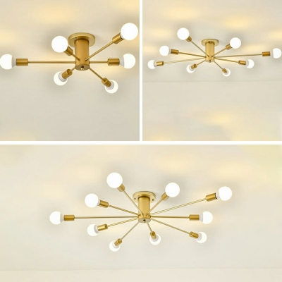 8 /10 Lights Flush Light Fixtures Contemporary Style Sputnik Shape Metal Ceiling Mounted Lights