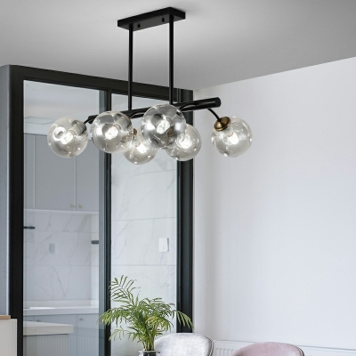 8-Light Hanging Pendant Lights Industrial Style Sphere Shape Metal Island Lighting Ideas