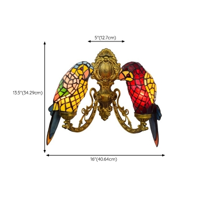 Classical Baroque Copper Finish Bathroom Lighting Two Birds Shades Wall Sconce
