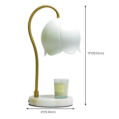 Contemporary Flower Shape Nightstand Lamp Iron Table Lamp with Marble Base(without Aromatherapy Candle)