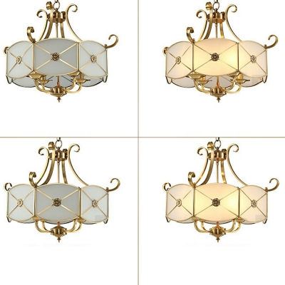 Contemporary Glass Chandelier American Style Full Copper Chandelier for Living Room