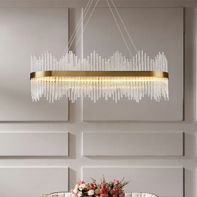 Contemporary Layered Chandelier Lights Faceted Clear Glass Prism Ceiling Chandelier