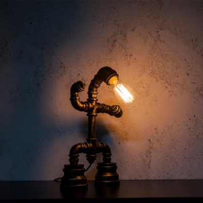 Industrial Bare Bulb Desk Lamps Metallic Small Night Table Lamps