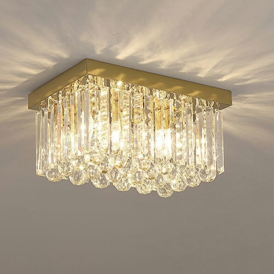 Modern Simple Crystal Flush Light Fixtures Square Hallway Porch Ceiling Mounted Lights
