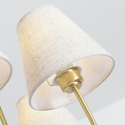 White Fabric Shade Chandelier Lighting Fixtures Barrel Shape Hanging Pendant Lights