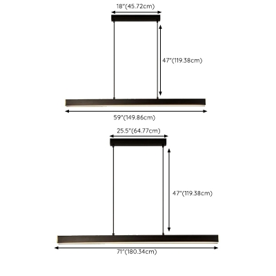 1 Light Ceiling Pendant Light Modern Style Linear Shape Metal Hanging Lamp Kit