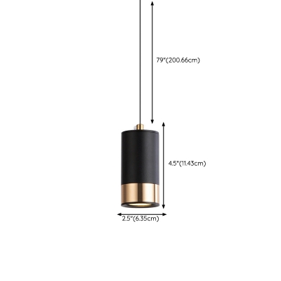1-Light Hanging Ceiling Lights Modern Style Cylinder Shape Metal Pendant Lighting