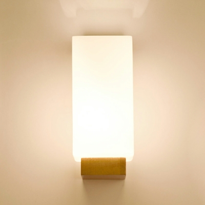 1-Light Sconce Lights Minimalism Style Rectangle Shape Wood Wall Lighting Fixtures