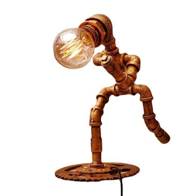 1-Light Table Lamps Industrial Style Water Pipe Shape Metal Reading Lamp