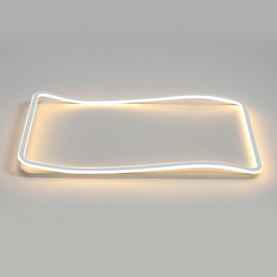 2-Light Semi Flush Light Fixtures Contemporary Style Rectangle Shape Metal Ceiling Lights