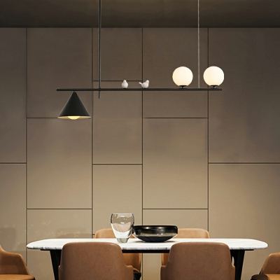 3-Light Pendant Lighting Fixtures Contemporary Style Sphere Shape Metal Hanging Island Lights
