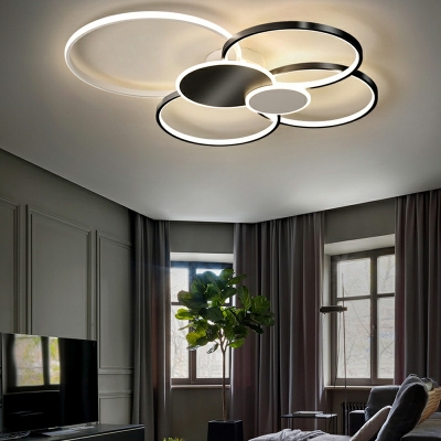 4-Light Flush Light Fixtures Minimalism Style Ring Shape Metal Ceiling Mounted Lights